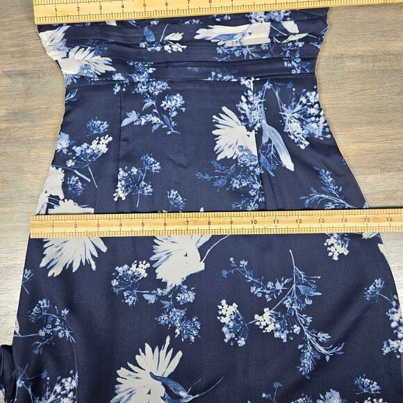 Abercrombie & Fitch Blue Floral Smocked Maxi Dress Puff Sleeve XXS Square Neck - Picture 7 of 8